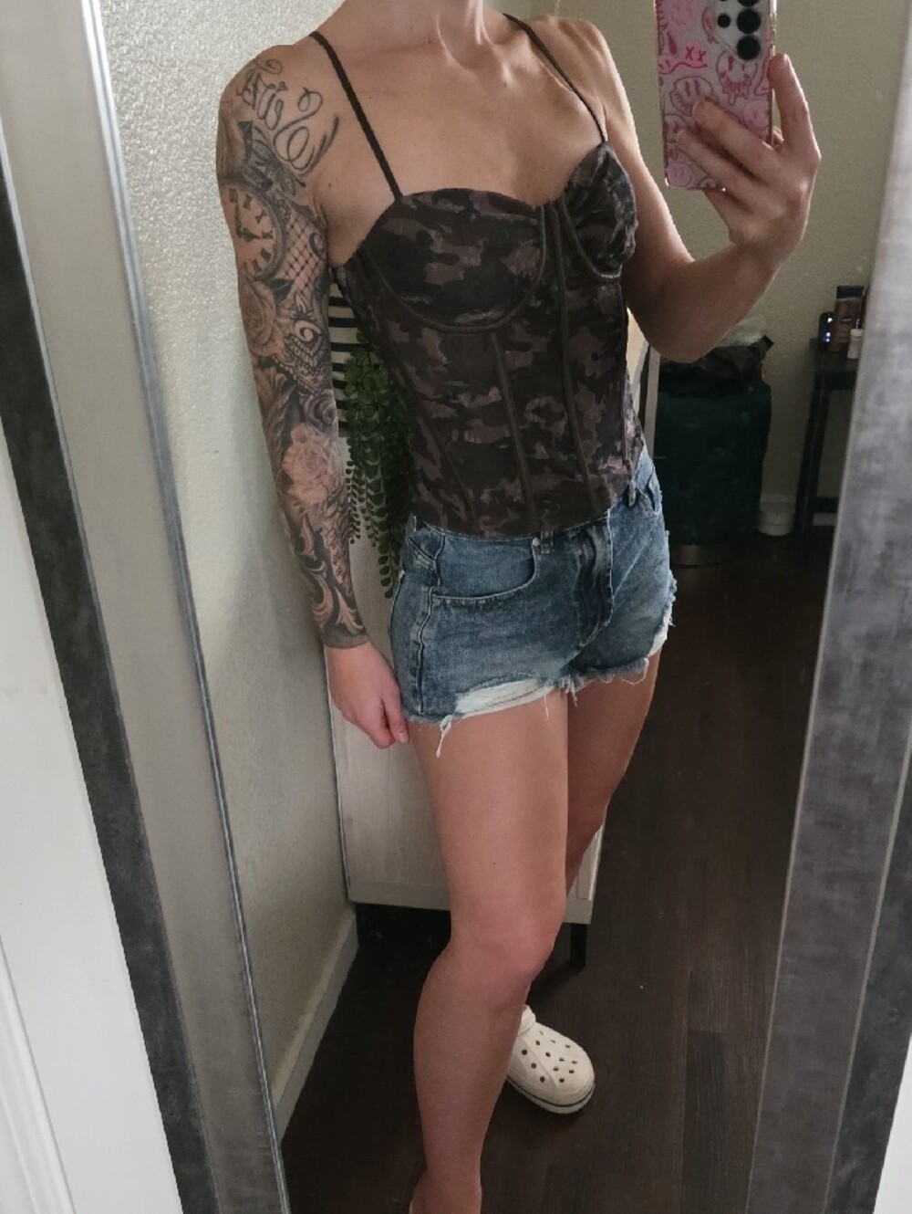 Camo Bustier Corset Top - Green/Brown/Black
